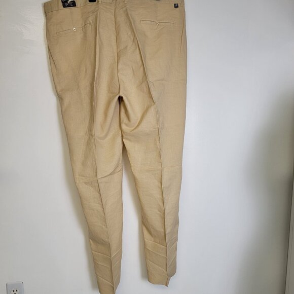 Stacy Adams Mens Tan Linen/Cotton Dress Summer Wedding Work Pants 46/34 NWT - Picture 10 of 10